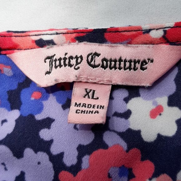 Juicy Couture Blouse Woman's XL Floral Top Ruffle Sleeves EUC - Picture 2 of 5